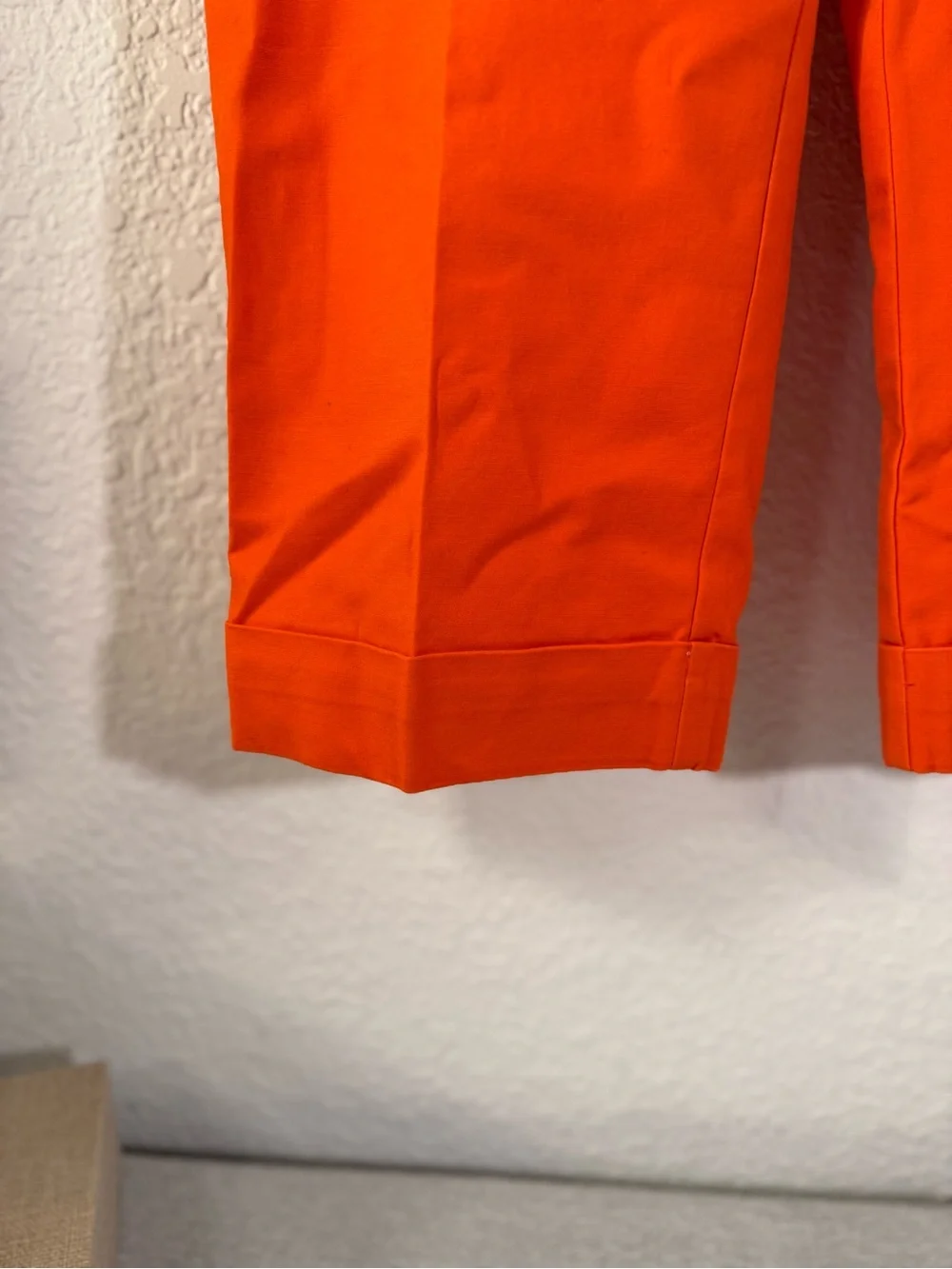 Ann Taylor Curvy Orange Cuffed Cropped Pants Women 12 Cotton Stretch Capri